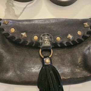 Chic Black and Bronz Studded Clutch